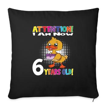 Anniversaire de canard J'ai maintenant 6 ans - Housse de coussin décorative 45 x 45 cm - noir - Devant