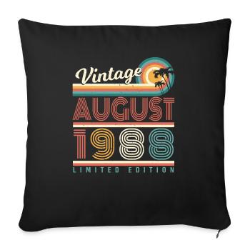 Born in August 1988 - Sofa pillowcase 17,3'' x 17,3'' (45 x 45 cm) - black - Front