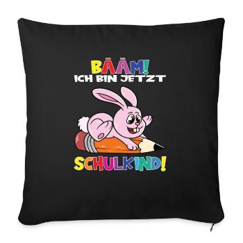 Bääm! Ich Bin Jetzt Schulkind Einschulung - Sofakissenbezug 45 x 45 cm - Schwarz - Vorne
