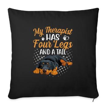 Le thérapeute Rottweiler a quatre jambes drôles - Housse de coussin décorative 45 x 45 cm - noir - Devant