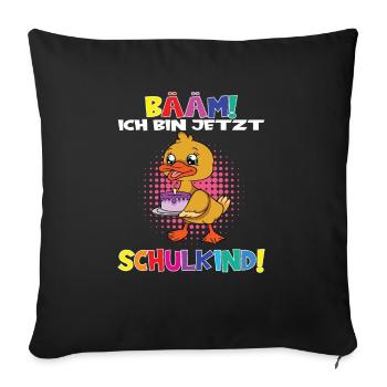 Bääm! Ich Bin Jetzt Schulkind Einschulung - Sofakissenbezug 45 x 45 cm - Schwarz - Vorne
