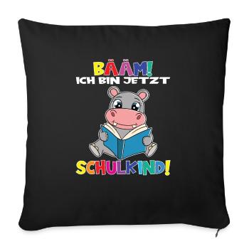 Bääm! Ich Bin Jetzt Schulkind Einschulung - Sofakissenbezug 45 x 45 cm - Schwarz - Vorne