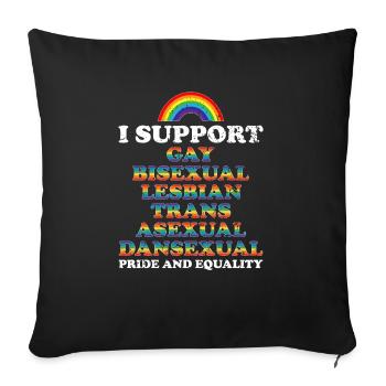 Je soutiens les droits des homosexuels - Housse de coussin décorative 45 x 45 cm - noir - Devant