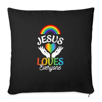 Jésus aime tout le monde gay - Housse de coussin décorative 45 x 45 cm - noir - Devant