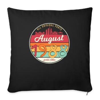 Salutations d’anniversaire 1988 En août - Housse de coussin décorative 45 x 45 cm - noir - Devant