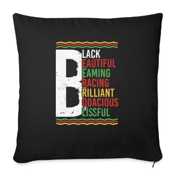 Noir Beau Rayonnant Contreventement Brillant - Housse de coussin décorative 45 x 45 cm - noir - Devant