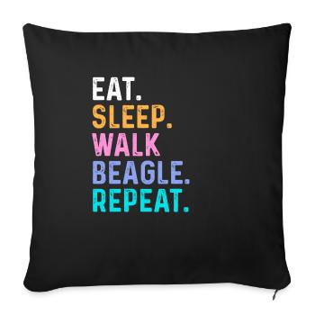 Eat Sleep Walk Beagle Repeat - Sofa pillowcase 17,3'' x 17,3'' (45 x 45 cm) - black - Front