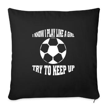 Football Girl Football Player Woman Football Coach - Sofa pillowcase 17,3'' x 17,3'' (45 x 45 cm) - black - Front