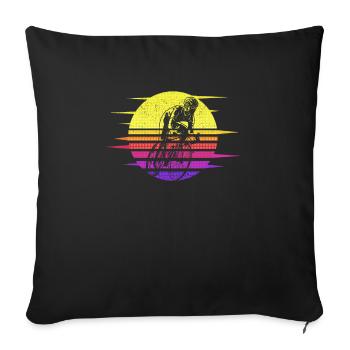 Cyclisme Cyclisme Rétro Coucher de soleil des années 70 - Housse de coussin décorative 45 x 45 cm - noir - Devant