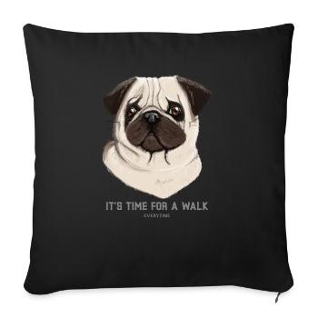 Le chien est l’heure de la promenade - Housse de coussin décorative 45 x 45 cm - noir - Devant