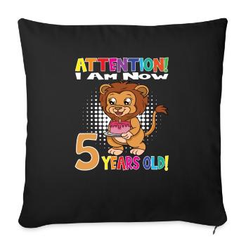 Anniversaire Lion J'ai maintenant 5 ans - Housse de coussin décorative 45 x 45 cm - noir - Devant