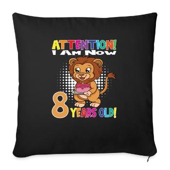 Lion Birthday I Am Now 8 Years Old - Sofa pillowcase 17,3'' x 17,3'' (45 x 45 cm) - black - Front