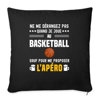 basketball ne dérangez pas sauf apéro - Housse de coussin décorative 45 x 45 cm - noir - Devant