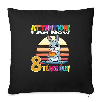 Rabbit Birthday I Am Now 8 Years Old - Sofa pillowcase 17,3'' x 17,3'' (45 x 45 cm) - black - Front