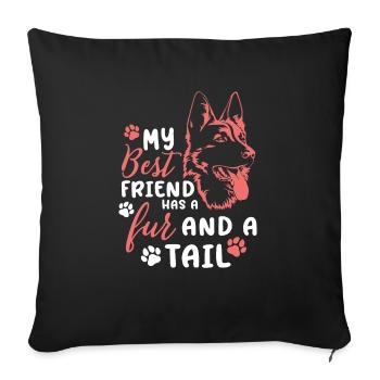 Le meilleur ami du berger allemand a de la fourrure et - Housse de coussin décorative 45 x 45 cm - noir - Devant