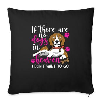Beagle Quand pas de chiens au paradis drôle - Housse de coussin décorative 45 x 45 cm - noir - Devant