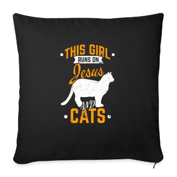 Cette fille court sur Jésus et les chats Drôle de chat Amant C - Housse de coussin décorative 45 x 45 cm - noir - Devant