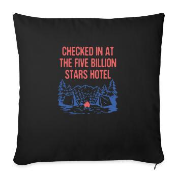 Checked at Five Billion Stars Camping Funny - Sofakissenbezug 45 x 45 cm - Schwarz - Vorne