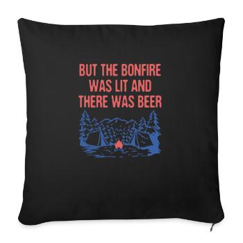Mais le feu de joie était allumé Camping Camping Camping Camping - Housse de coussin décorative 45 x 45 cm - noir - Devant