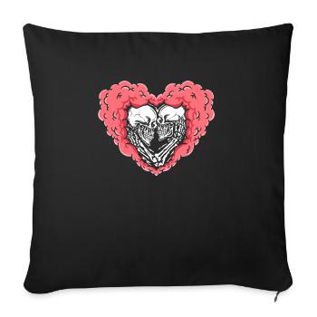True Love Last Gothic Bones Squelette Roses Mort - Housse de coussin décorative 45 x 45 cm - noir - Devant