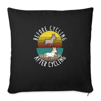 Vorher Nachher Radfahren Einhorn Fahrrad Mountain - Sofakissenbezug 45 x 45 cm - Schwarz - Vorne