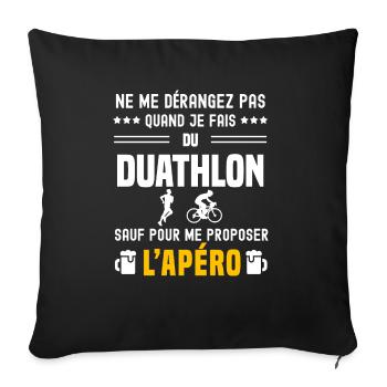 duathlon ne dérangez pas sauf apéro - Housse de coussin décorative 45 x 45 cm - noir - Devant