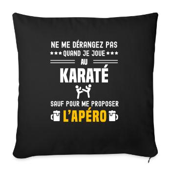 karaté art martial ne dérangez pas sauf apéro - Housse de coussin décorative 45 x 45 cm - noir - Devant