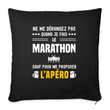 marathon ne dérangez pas sauf apéro - Housse de coussin décorative 45 x 45 cm - noir - Devant