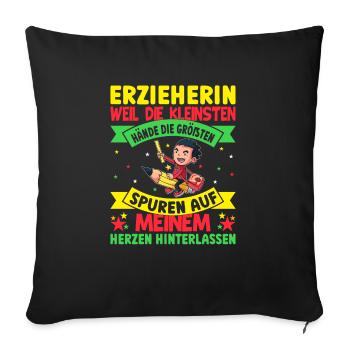 Erzieherin Kindergarten Abschiedsgeschenk - Sofakissenbezug 45 x 45 cm - Schwarz - Vorne