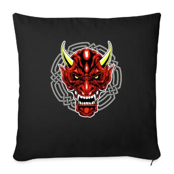 Oni Dämonenmaske - Böse japanische Fabelwesen - Sofakissenbezug 45 x 45 cm - Schwarz - Vorne