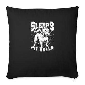 Dormir avec des pitbulls - pitbull - Housse de coussin décorative 45 x 45 cm - noir - Devant