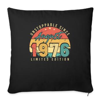 1976 August Retro - Sofakissenbezug 45 x 45 cm - Schwarz - Vorne