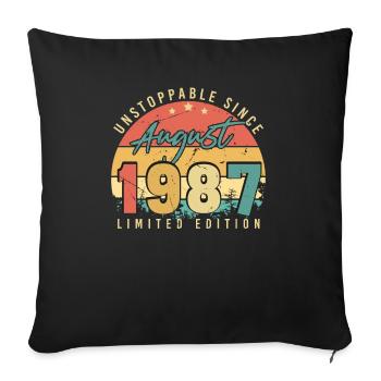 Year of birth 1987 in August - Sofa pillowcase 17,3'' x 17,3'' (45 x 45 cm) - black - Front