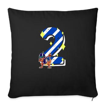 2 Jahre alter Dino American Football 2. B-day Dab - Sofakissenbezug 45 x 45 cm - Schwarz - Vorne