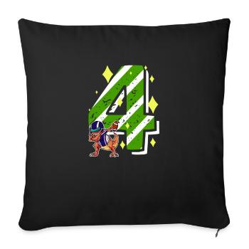 4 Years Old Dinosaur American Football 4th B-day - Sofa pillowcase 17,3'' x 17,3'' (45 x 45 cm) - black - Front