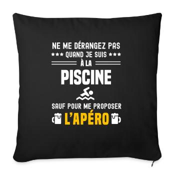 piscine ne dérangez pas sauf apéro - Housse de coussin décorative 45 x 45 cm - noir - Devant