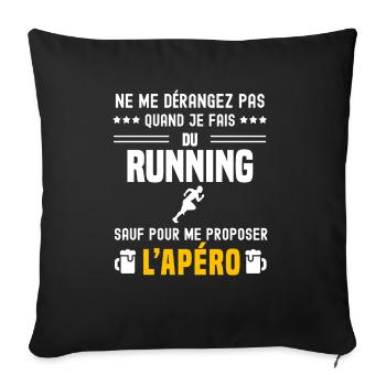 running ne dérangez pas sauf apéro - Housse de coussin décorative 45 x 45 cm - noir - Devant