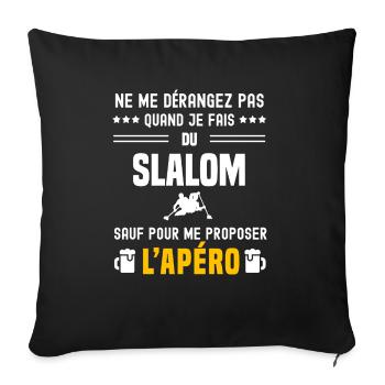 slalom ne dérangez pas sauf apéro - Housse de coussin décorative 45 x 45 cm - noir - Devant