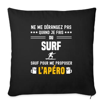 surf board ne dérangez pas sauf apéro - Housse de coussin décorative 45 x 45 cm - noir - Devant