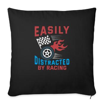 Facilement distrait par la course de course Funny Racer Lov - Housse de coussin décorative 45 x 45 cm - noir - Devant