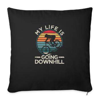 Ma vie est en descente VTT Vélo - Housse de coussin décorative 45 x 45 cm - noir - Devant