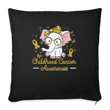 Childhood Cancer Awareness Support Squad Elefant - Sofakissenbezug 45 x 45 cm - Schwarz - Vorne
