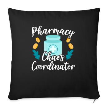 Pharmacien d’ordonnance Coordonnateur du chaos pharmaceutique - Housse de coussin décorative 45 x 45 cm - noir - Devant