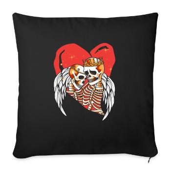 Amour infini et romance Gothic Bones Squelette - Housse de coussin décorative 45 x 45 cm - noir - Devant