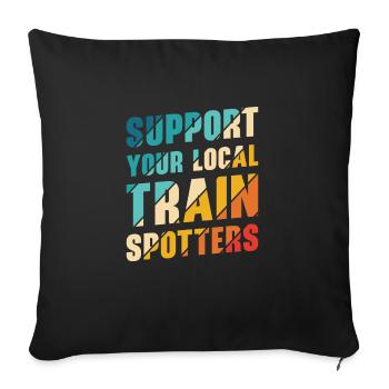 Train Trainspotter Locomotive Hobby Trainspotting - Sofa pillowcase 17,3'' x 17,3'' (45 x 45 cm) - black - Front