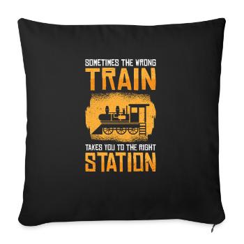 Train Transportation Train Lover Train Station - Sofa pillowcase 17,3'' x 17,3'' (45 x 45 cm) - black - Front