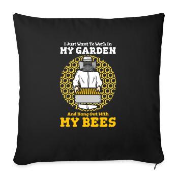 And Hang Out With My Bees - Sofa pillowcase 17,3'' x 17,3'' (45 x 45 cm) - black - Front