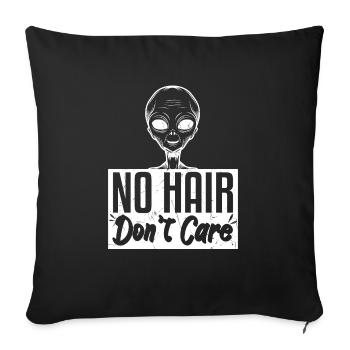 No Hair Dont Care Funny Bald Head - Sofa pillowcase 17,3'' x 17,3'' (45 x 45 cm) - black - Front