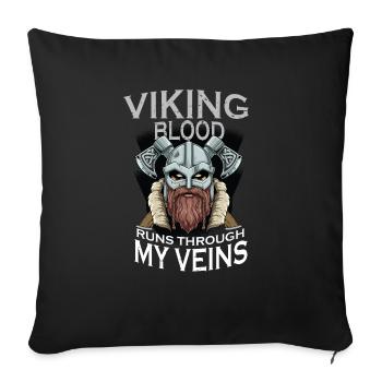 Viking Warrior - Wikingerblut fließt durch meine - Sofakissenbezug 45 x 45 cm - Schwarz - Vorne