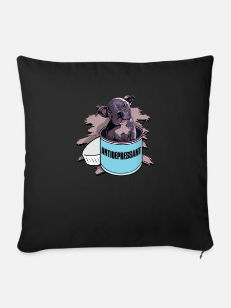 Antidepressivum - grauer Pitbull - Sofakissenbezug 45 x 45 cm - Schwarz
